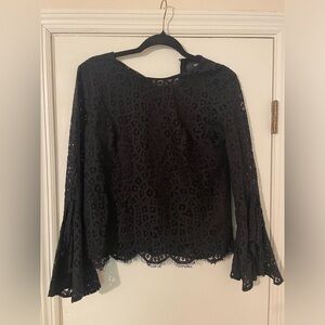 Mossimo Supply Co Black Asymmetrical Ruffled Blouse